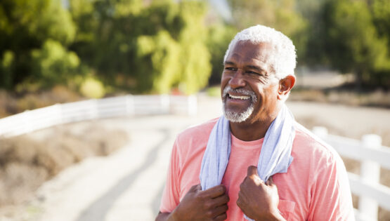 An attractive senior black man working out