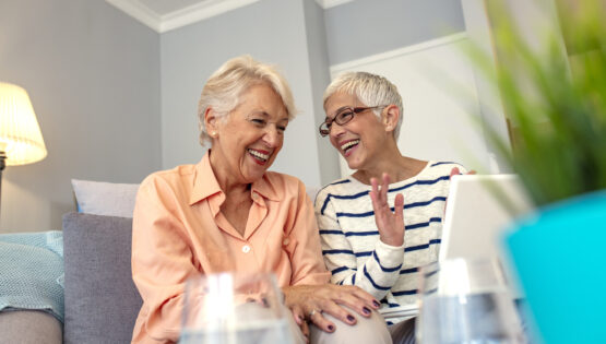 Joyful female friends having a conversation