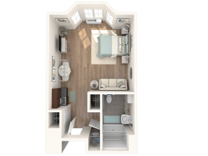 Studio Apartment Floor Plan | The Hampton at Meadows Place