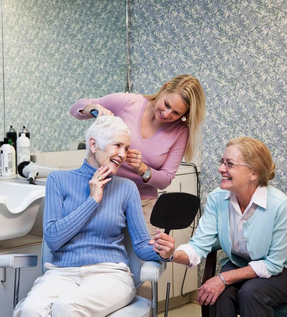 older adult in salon | The Hampton at Meadows Place older adult fitness and wellness