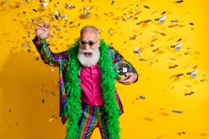 older adult celebrating Mardi Gras Celebration