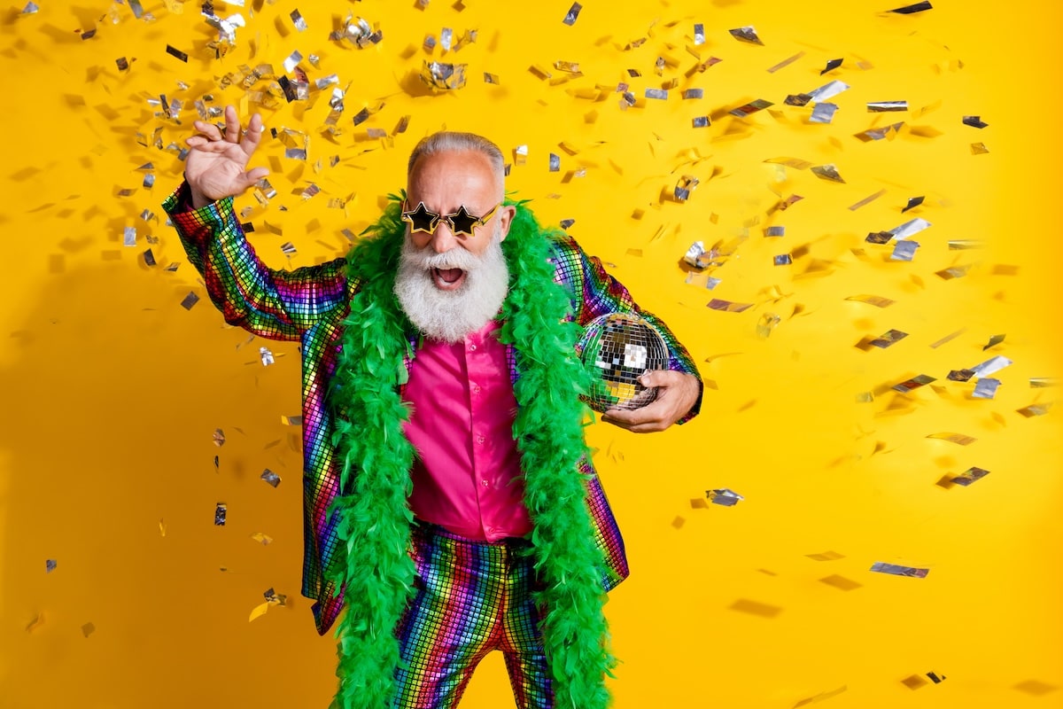 older adult celebrating Mardi Gras Celebration